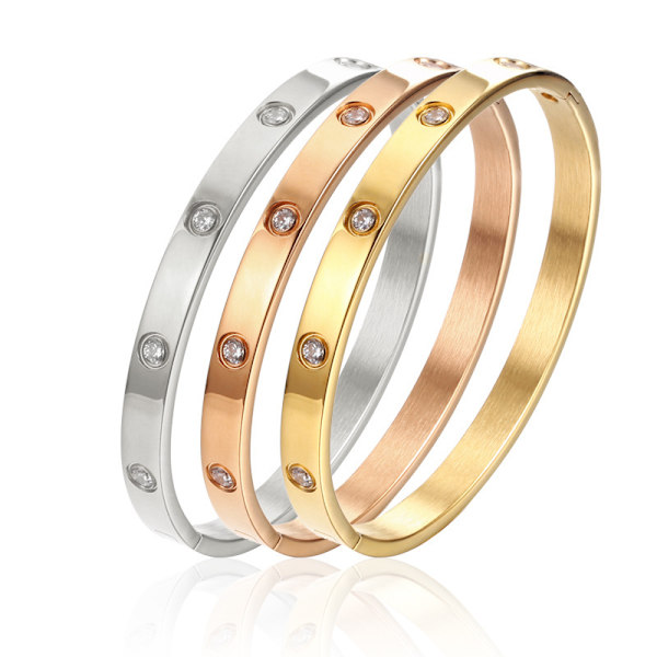 Julklapp Smycken Guld/Platina Armband Guldpläterat Hjärta Sten Rostfritt Stål Armband Kristall