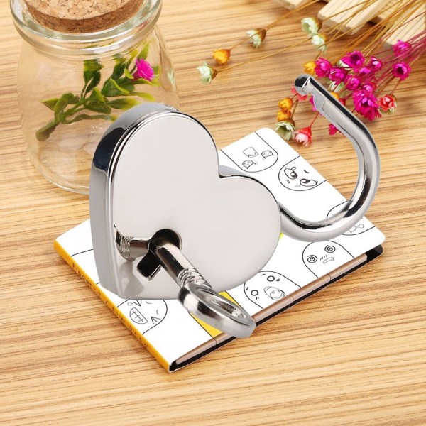Hjerteformet hængelås Heart Love flad lås med nøgle til Valentine G