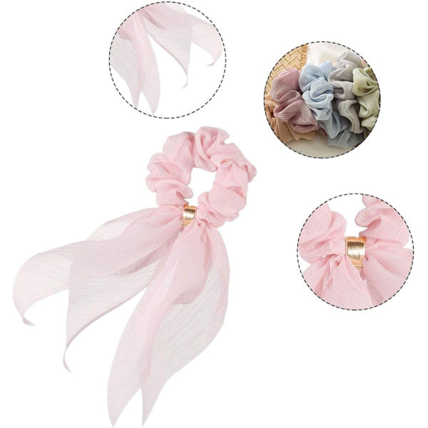Hårbånd, Scrunchie Bow, 8 stk. Dobbeltlags Bow Scrunchies, Bløde Elegante Elastiske Hårbånd Hai