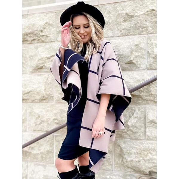 Dame Shawl Wrap Poncho Åben Front Cardigan Shawls til Efterår Vinter