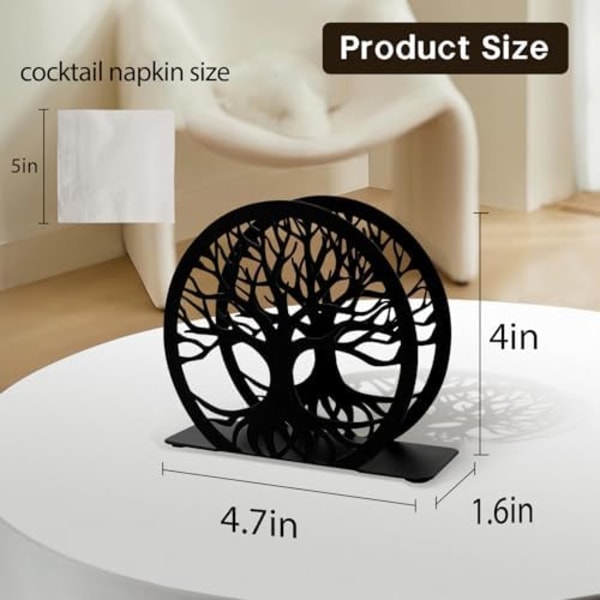 12x4x10,2cm Serviet Holder til Bord, Stående Serviet Dispenser Udendørs Landhus Sort Cocktail Serviet Holdere til Køkken