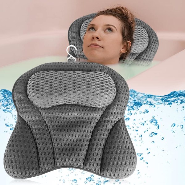 4D badekarpute med 6 sugekopper, badepute for badekar, badekarpute for jacuzzi, H