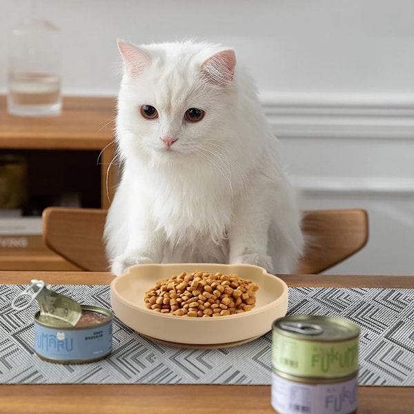 Kattmatskål, Kattvattenskål, 350ML Sugkoppskattmatskål, Silikonkattmatskål, för Torr- och Våtfoder för Katter