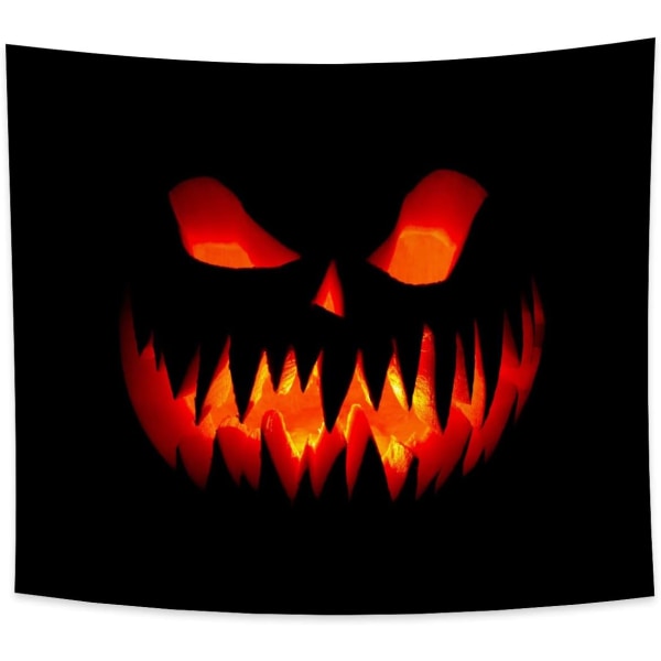 Halloween Theme Tapestry, Spooky Lantern Pumpkin Wall Tapestry Goth Fire Ghost Face Dark Horror Scen