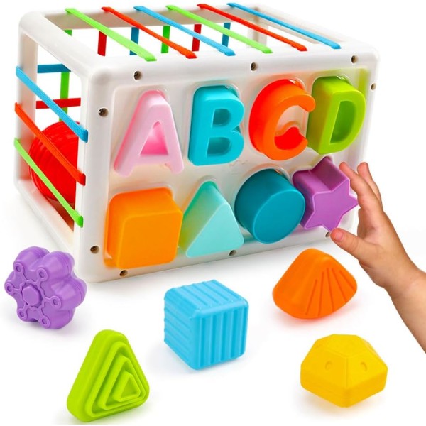 Montessori baby för 12-18 månader, Shape Sorter-leksak för 6-12 månader Flickor Pojkar, sensoriska leksaker för