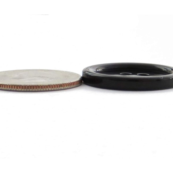 60 stk. Svarte Knapper - 25mm Plast Resin Flatback Store 4 Hull DIY Håndverk Syknapper