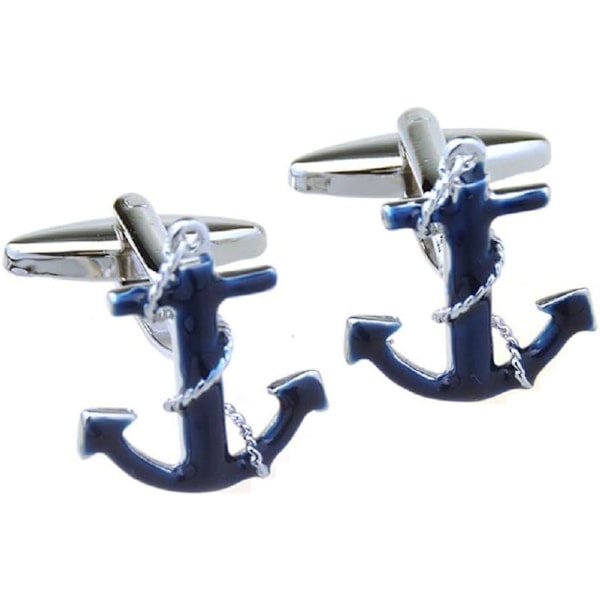 Blue Rope Nautical Pair of Cufflinks Presentation Gift Box & Polishing Cloth