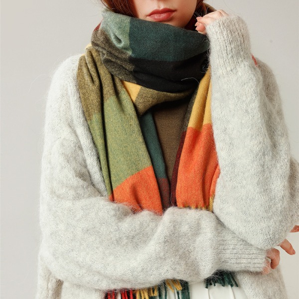 Kvinners Vinter Skjerf Rutete Oversized Firkant Teppe Skjerf, Chec