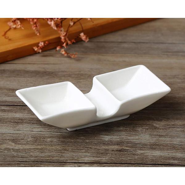 8 stk. Keramiske bådformede spisepindestøtter med 2 rum til saucefad, Japansk fin porcelæn spisepinde ske gaffel
