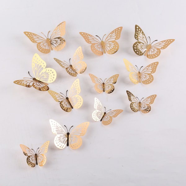 36 3D Metal Hollow Butterfly Stickers, Baby/Girl Room Decor