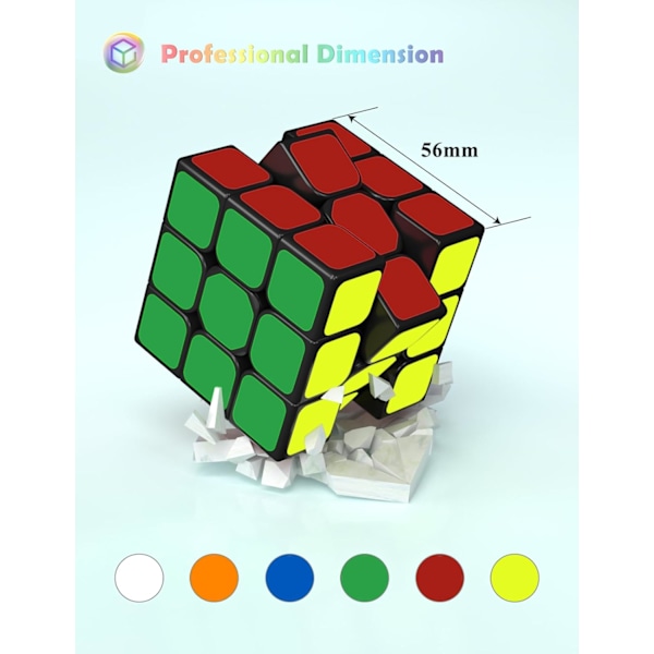 Rubiks terning, aftagelig Rubiks terning, ultra-holdbar, iøjnefaldende farver 3x3x3