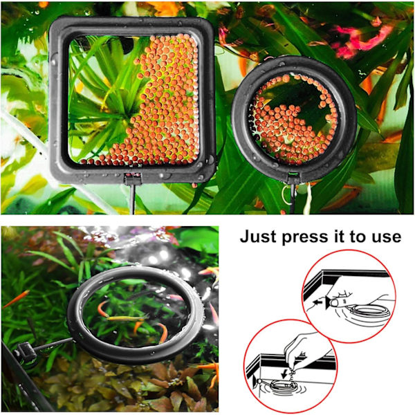 (Sort) 2 stk. Fiskefoder Ring, Fiskefoder Dispenser Akvarium Tank Tilbehør Skildpadde Foder Dispenser Cirkel til Guppy, Bettas