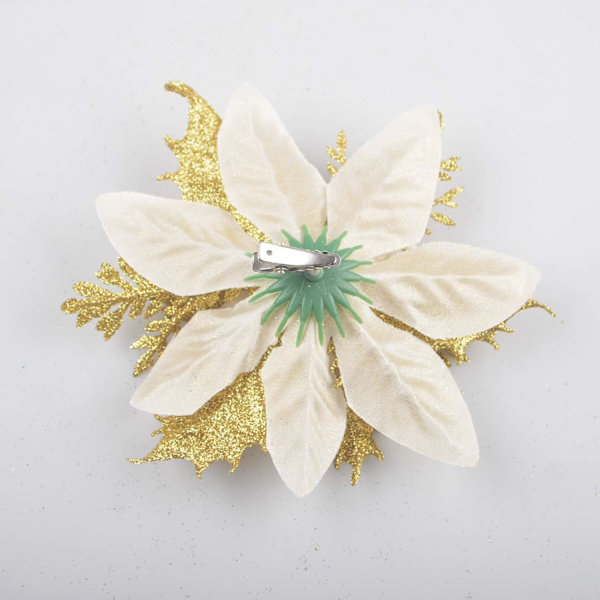 12 st glittrande julblommor (15 cm)   konstgjorda julgransblommor
