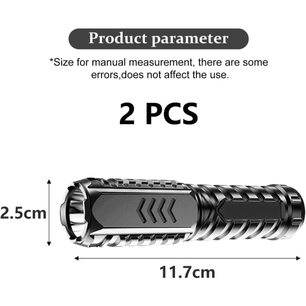 2-pakkaus monitoiminen LED-taskulamppu, vedenpitävä, superkirkas,