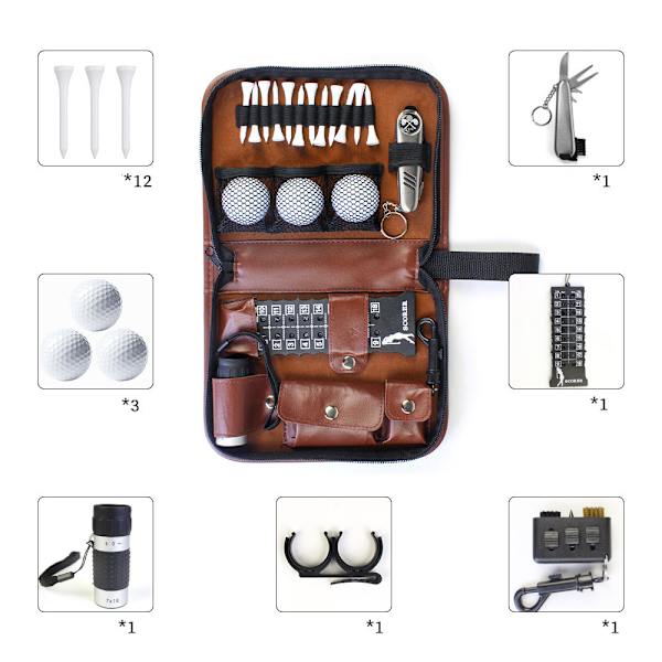 Golftillbehör Set, Utomhus Sport Golfare Läder Golf Organizer Multifunktionell Golftillbehör K
