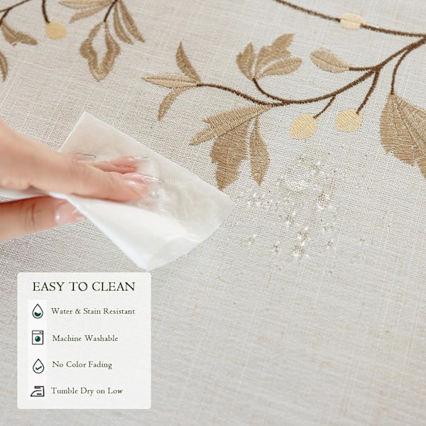 135×180×1cm Rustikk Vanntett Linduk, Tyngre Beige Broderte Duker for Rektangulære Bord, Jute