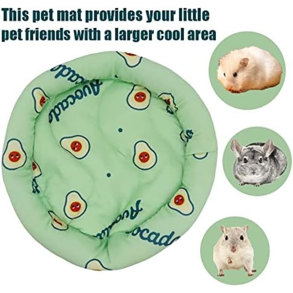14cm Grøn Avocado 1 Stk Cirkelformet Sommerkølende Hamster Seng, Behagelig Sovemadras Pude til Hamster/Pindsvin/Egern