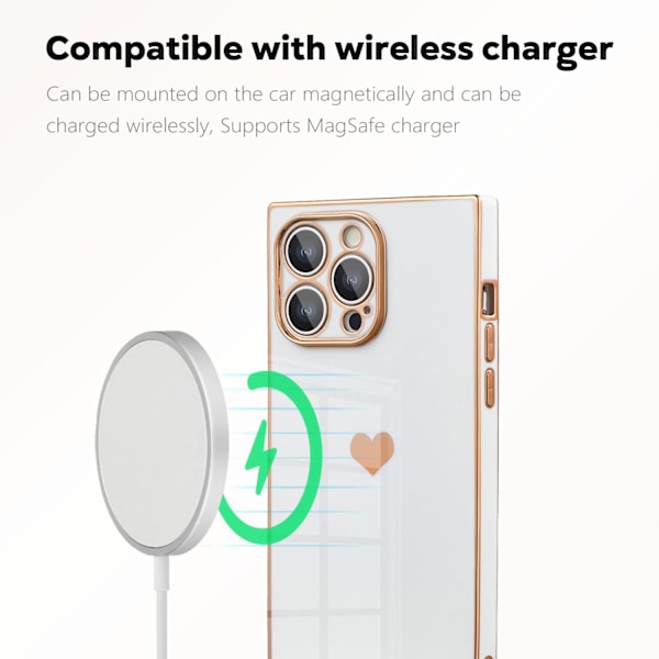 Fodral för iPhone 16 Pro Max - Rektangulär Design, Fullt Kameraskydd, Söt Hjärtformad Mönster, Elektropläterad Förstärkt Majs