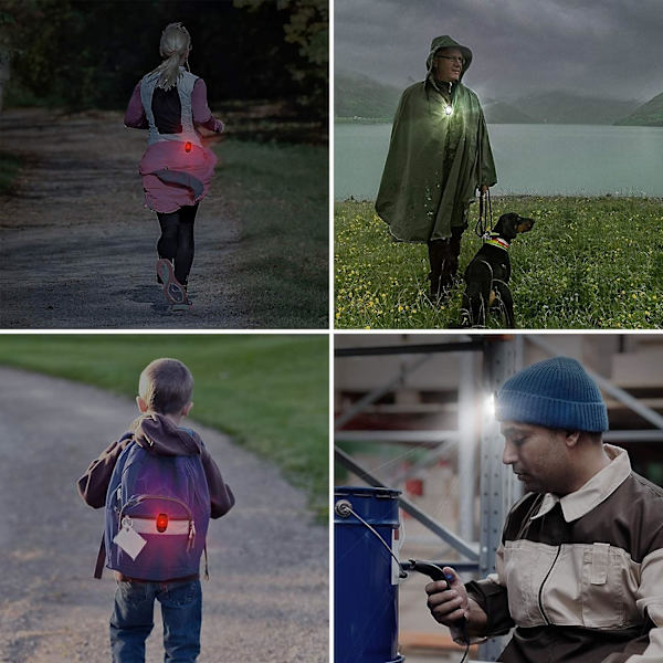 LED-hovedlampe sikkerhedslys med klips til udendørs sport barn cykling