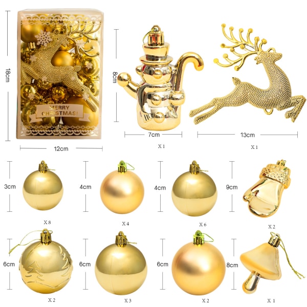 30 st julgranskulor Dekoration, Julgransprydnader Set (G