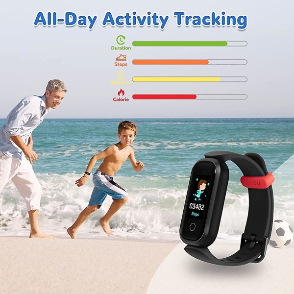 Fitness Tracker-klokke for barn fra 5 år og oppover. IP68 vanntett