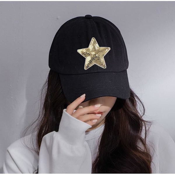 12 stk. Guld 2 størrelser-Stjerner Sequin Appliques Shiny Broderede Patches Sy På Stryg På Patches til Clot