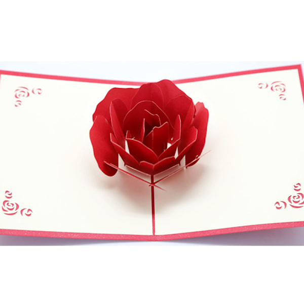 1 x Romanttinen 3D Pop Up -kortti, 3D Ruusu Pop Up -lahjakortti, Syntymäpäiväkortti naisille, Hääkutsu, Ystävänpäivä, Onnittelukortti, Sopii Ystävänpäivään