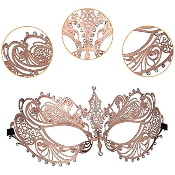 Venetiansk Halloween- og Mardi Gras-maske i metall med laserskjæring for kvinner