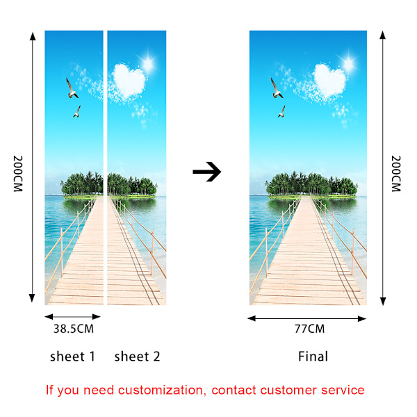 (38,5*200cm*2stk) 3D-effekt plakat dørklistremerke 37