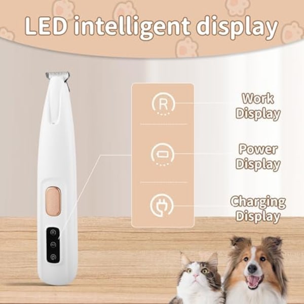 2024 Nyaste Pet MicroPrecision Trimmer, Saffory Hundtrimmer, Pet Tass-Trimmer Laddningsbar Pet Rakapparat med LED-Ljus, Låg N