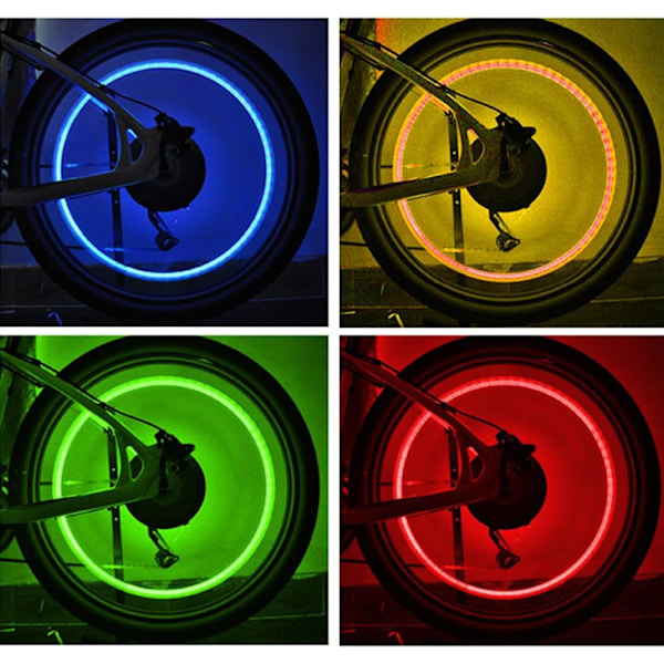 Sykkeldekkventilhette, 6 stk. Hodeskalleformet ventilhette LED-lys hjul