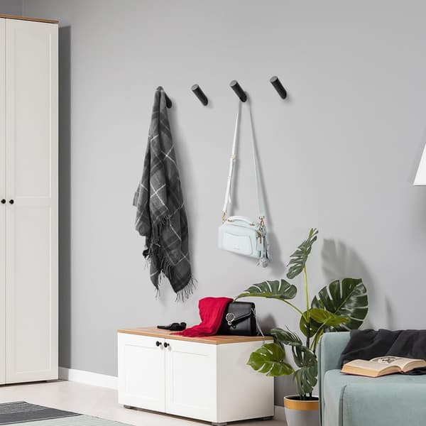 4 Pak Sort Væghængte Kroge Mat Sort Håndklæde Krog Moderne Badekåbe Kroge Rustfrit Stål Robust Krog til Badeværelse Entré
