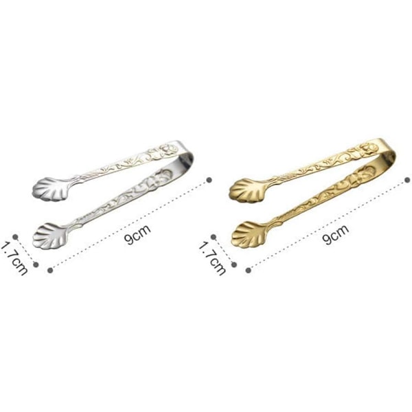Guld Mini Serveringstænger, Vintage Rose Relief Håndtag Isterningeklemmer Sukkerklemmer, Rustfrit Stål Sukkerklemmer, til Te Kaffe Appetizers Desserter