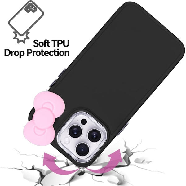 Kompatibel med iPhone 16 Pro Max Skal, Söt 3D Rosettdesign Mjukt Silikon Stötsäkert Skydd för iPhone 16 Pro Max 6.9\" 2024 Svart