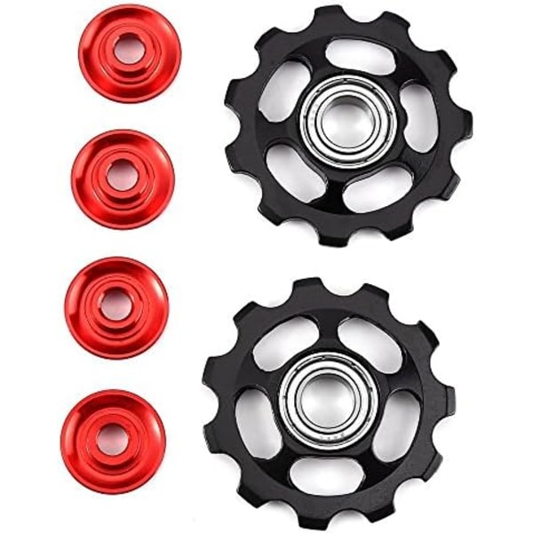 2 st 11T Aluminium Tätat Lager Jockeyhjul Bakväxel Rulle för Bakväxel Etc.