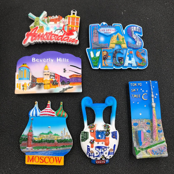 (stil 26)3 Resin magnetisk køleskabsmagnet, udenrigshandel exp