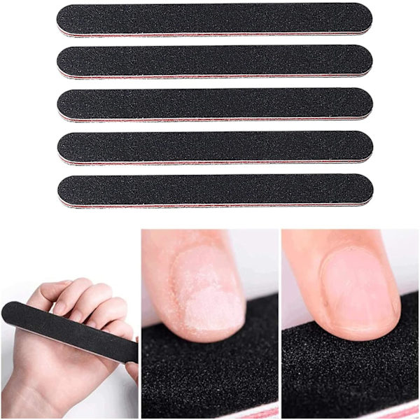 Professionell Nagelfil, 5-pack Dubbelsidiga Sandpapperskivor (100/180 Korn), Nagelsculpteringsverktyg