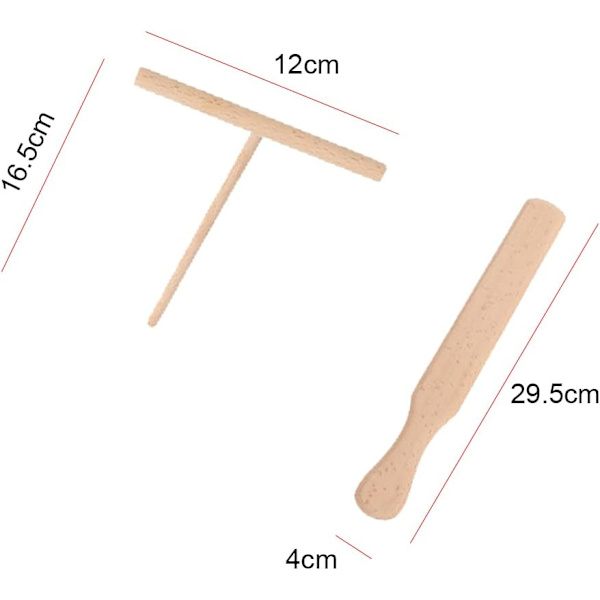 Crepe Spatel, Crepe Rake, 2 stk., Crepe Spreder, Træ Raclette Spatel, Træ Køkkenspatel