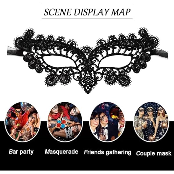 Spetsmask, sexig venetiansk mascara spets svart bollmask Halloweenfest，Halloweenfest och dansöga
