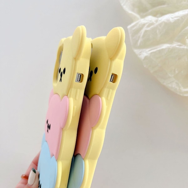 Skal för iPhone 16 Pro Max Kawaii Mobilskal 3D Silikon Tecknad Godisbjörn Roligt Sött Skal Mjukt Gummi Stötsäkert Skyddsskal Kvinnor Flickor för iPhon