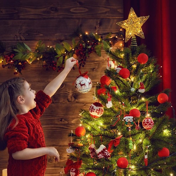 1 stk Juletræstop Jul Glitrende Guld Hul Stjerne Trætop Pynt til Juletræ.