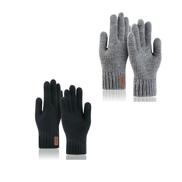 2PCS Herr Stickade Ull Varma Handskar Förtjockade Utomhus Cyclin