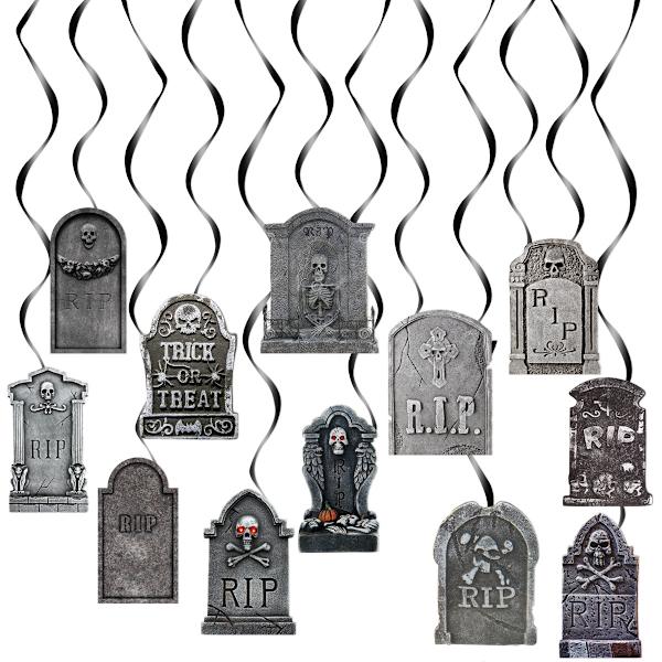 12 stycken gravsten hänge dekoration mini dekorativ utomhus dekor foto rekvisita Halloween insats gravsten