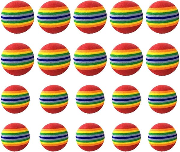 20 stykker katteleker baller, regnbue leker baller
