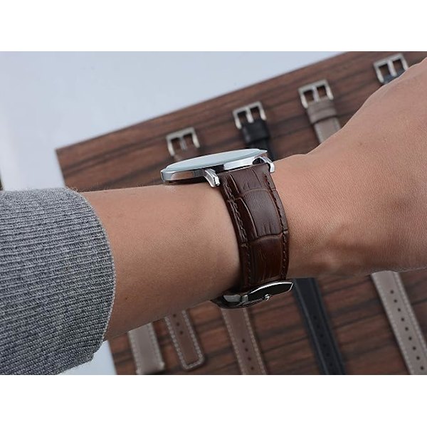 14mm Läderarmband för Klocka - Kalvskinnarmband för Män och Kvinnor