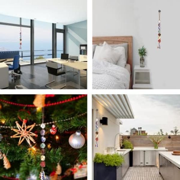 Kristalli-ikkunariipukset autoon 7 Chakran Koti-koriste Feng Shui -koriste Jooga Meditaatio Auton koriste Kiillotettu