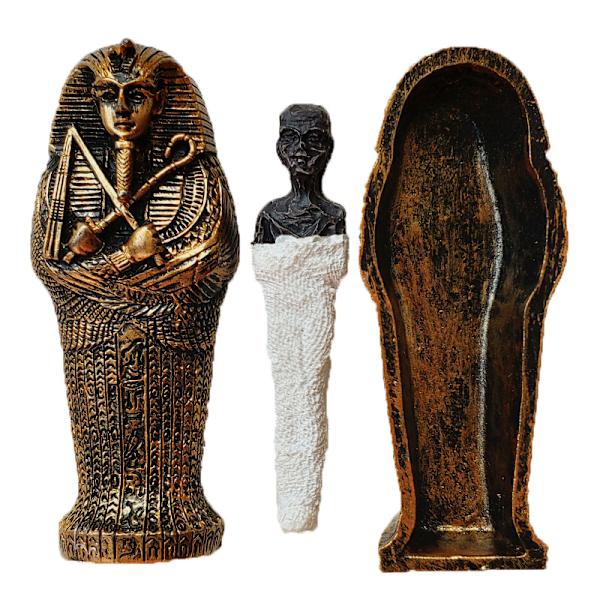 Bronze Akvarium Mumie Guld Kiste Dekorationer Egypten Fisk Krybdyr Skildpadde Tank Dekor Ornament Kæledyr
