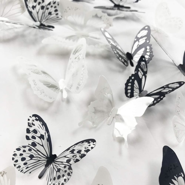 36 kpl 3D värikkäitä Crystal Butterfly seinätarroja liimalla