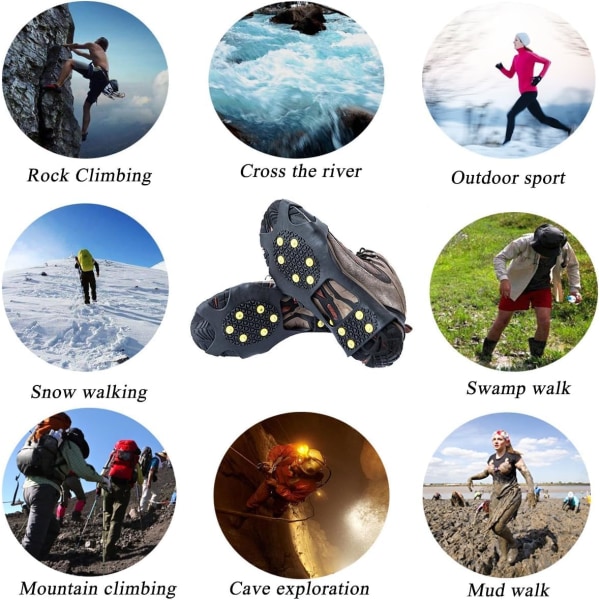 1 universal tandade anti-ski stegjärn lämpliga för vintervandring, vandring, bergsklättring, vandring, J