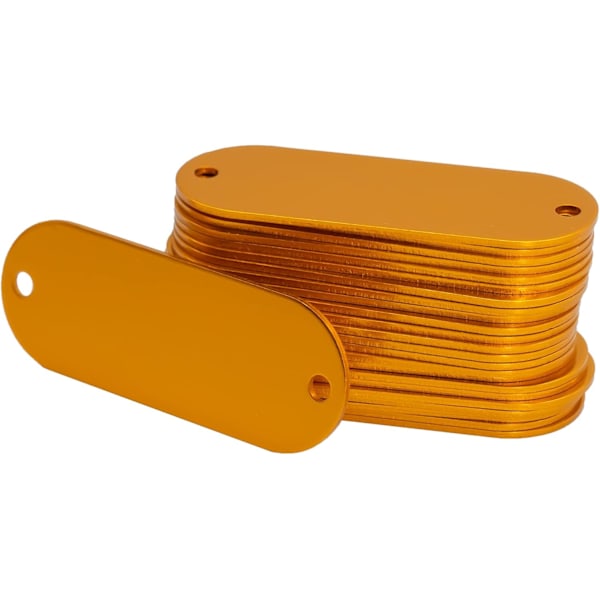 Förpackning med 25 tomma aluminiumbrickor med 2 hål (orange)